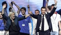 لوبان وبارديلا خلال تجمع انتخابي في باريس، 2 يونيو 2024