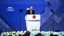 أردوغان خلال فعالية للجنة العلاقات الاقتصادية الخارجية التركية (عارف هدفردي/الأناضول)