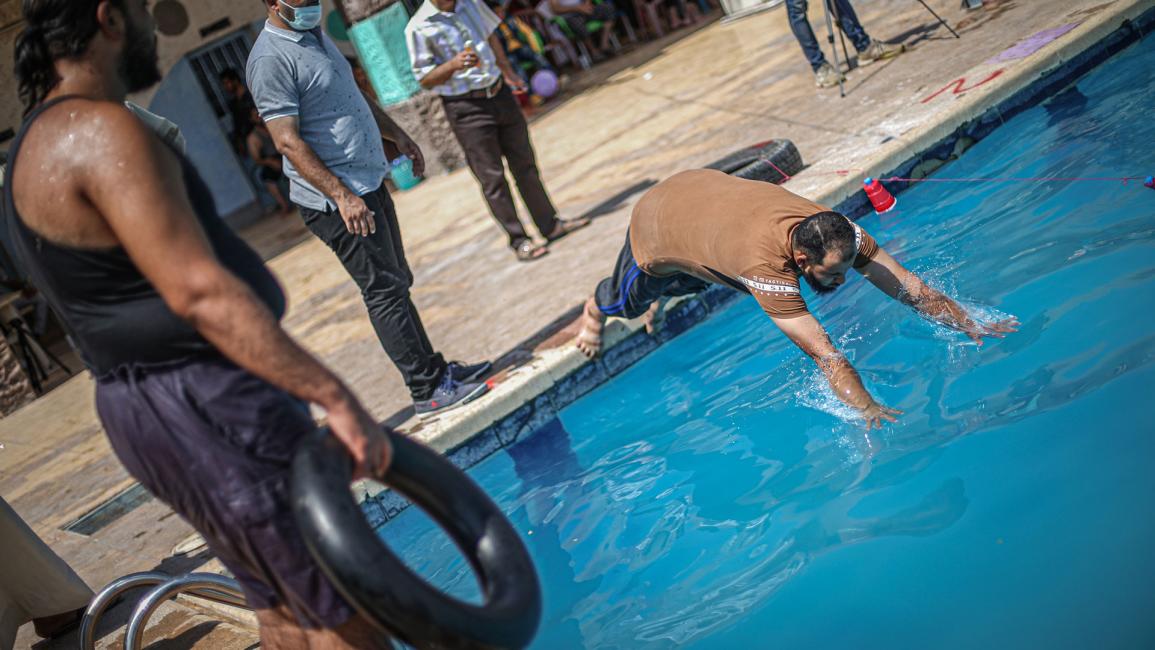 مسابقة السباحة للمكفوفين في مدينة حلب السورية