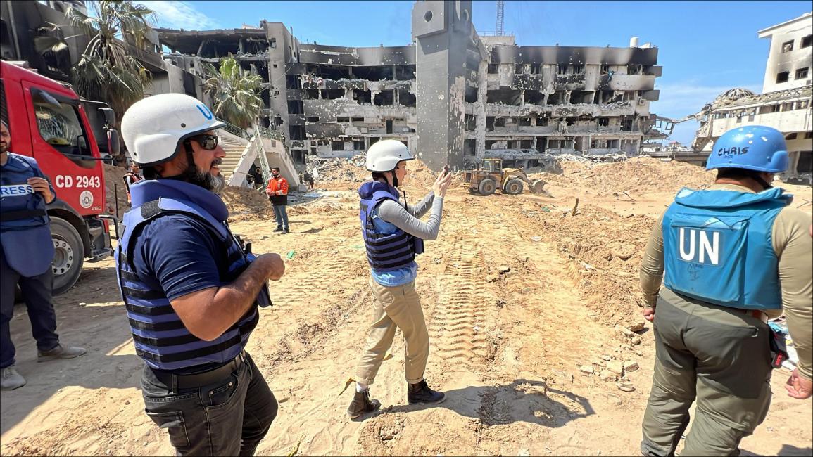 فريق أممي يزور مستشفى الشفاء في غزة بعد انسحاب جيش الاحتلال منه