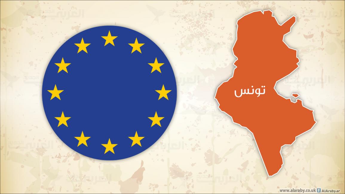 خريطة تونس وشعار الاتحاد الأوروبي