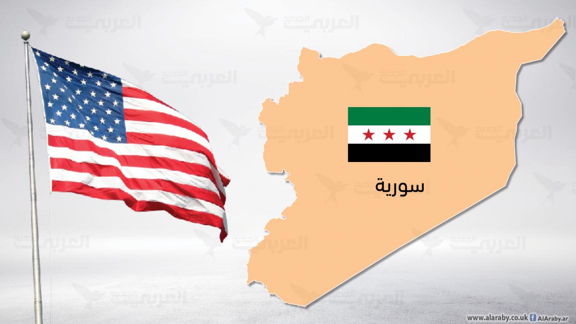 خريطة سورية مع علم أميركا