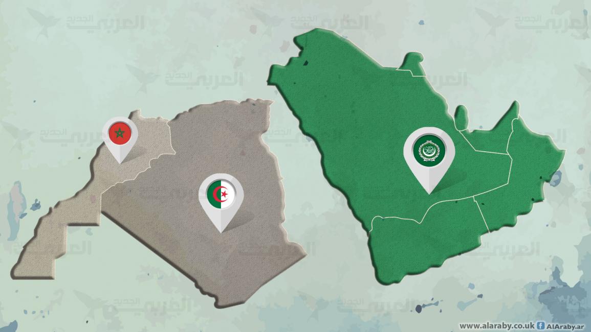 خريطة الخليج والجزائر والمغرب