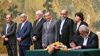 المصالحة الفلسطينية/من توقيع الاتفاق في بكين، 23 يوليو 2024 (فرانس برس)