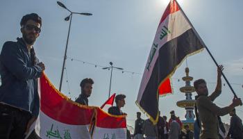 سياسة/احتجاجات العراق/(حسين فالح/فرانس برس)