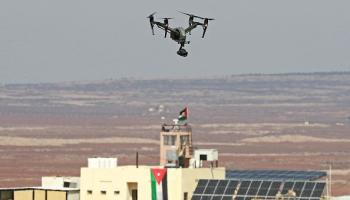 طائرة بدون طيار تحلق فوق الحدود بين الأردن وسورية، 17 فبراير 2022(خليل مزرعاوي)