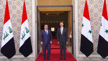 بشار الأسد ومحمد شياع السوداني، دمشق 16 يوليو 2023 (الأناضول)