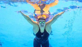 لوانا في منافسات السباحة بأولمبياد باريس 2024 (فرانسوا ماريت/Getty)