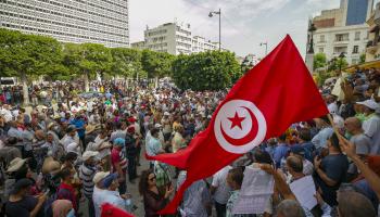 تظاهرة ضد الانقلاب في تونس (ياسين قائدي/الأناضول)