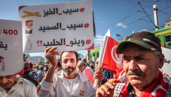 تظاهرة وسط أزمة الحليب في تونس (الشاذلي بن إبراهيم/ Getty)