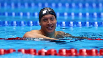 شارك دريسل في تصفيات السباحة الأولمبية الأميركية، 20 يونيو 2024 (سارة ستير/Getty)