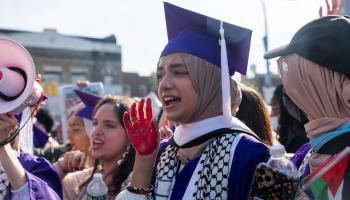 احتجاجات طلابية ضد إسرائيل في نيو يورك/ 4يونيو 2024(سبنسر بلات/Getty)