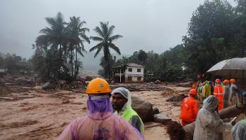 موقع الانهيار الطيني في مقاطعة واياناد الهندية، 30 يوليو (فرانس برس)
