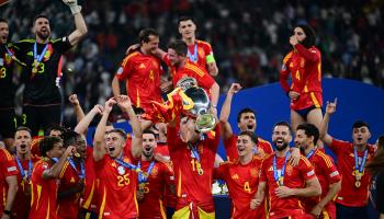 نجوم إسبانيا يحتفلون بلقب بطولة اليورو، 14 يوليو 2024 (أوغوز يتر/الأناضول)