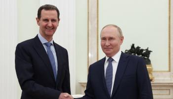 بوتين والأسد في موسكو أمس (فاليري شاريفولين/فرانس برس)