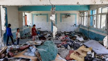 آثار القصف على مدرسة أونروا في مخيم النصيرات، 7-6-2024 (فرانس برس)