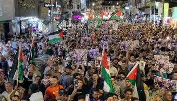 خلال مسيرة في عمّان تنديدا بالحرب على غزة، 19 يوليو 2024 (الأناضول)