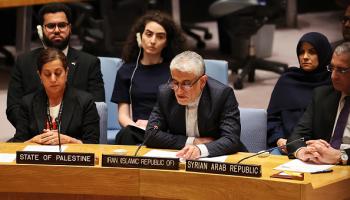 مندوب إيران سعيد إرافاني خلال جلسة مجلس الأمن 31 يوليو 2024 (Getty)