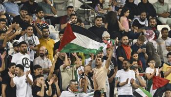 مشجعون لمنتخب فلسطين بلقاء الكويت، 15 أكتوبر 2024 (نوشاد تيكايل/Getty)