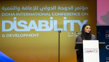الشيخة موزا في افتتاح المؤتمر (مؤسسة قطر)