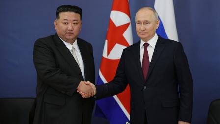 بوتين وكيم جونغ أون في قاعدة فوستوتشني 13 سبتمبر 2023 (Getty)
