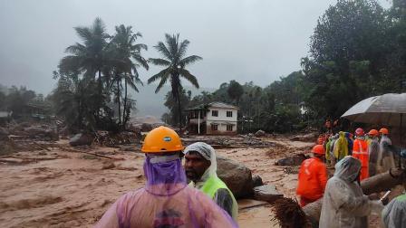 موقع الانهيار الطيني في مقاطعة واياناد الهندية، 30 يوليو (فرانس برس)