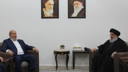 خلال لقاء وفد من حماس مع أمين عام حزب الله في لبنان، 5-7-2024 (حزب الله)