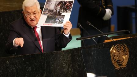 الرئيس الفلسطيني محمود عباس في الجمعية العامة للأمم المتحدة 23 /9 /2023 (سبنسر بلات/Getty)