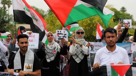 تظاهرة دعم لقطاع غزة في العراق - 5 مايو 2024 (أحمد الربيعي/ فرانس برس)