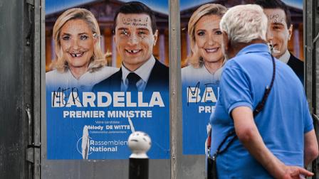 ملصقات الانتخابات التشريعية الفرنسية، 30 يونيو 2024 (Getty)