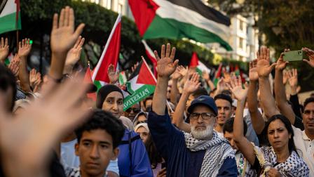 مسيرة تضامنية مع غزة في مدينة طنجة المغربية 7 يوليو 2024 (Getty)