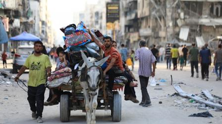 فلسطينيون من مدينة غزة ينزحون باتجاه الجنوب، 9 يوليو 2024 (الأناضول)