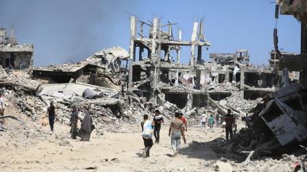 مبان مدمرة بحي الشجاعية بفعل القصف الإسرائيلي 11 يوليو 2024 (Getty)