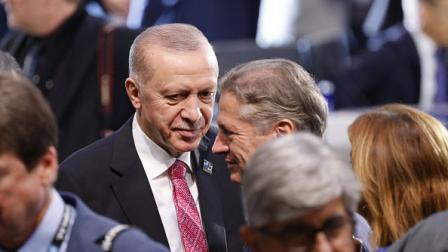 الرئيس التركي رجب طيب أردوغان خلال جلسة عمل لقمة الناتو في واشنطن 11 يوليو 2024 (Getty)
