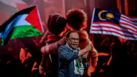 رئيس وزراء ماليزيا أنور إبراهيم خلال فعالية تضامن مع فلسطين، ماليزيا 4 أغسطس 2024 (سيايفول ريدزوان / الأناضول)