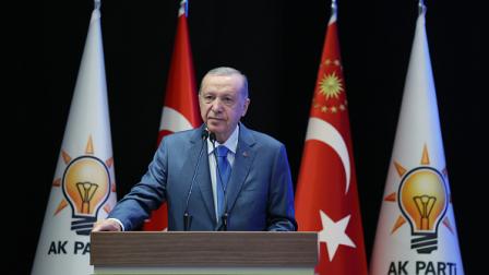 أردوغان خلال كلمته أمام العدالة والتنمية بأنقرة، 5 أغسطس (الأناضول)